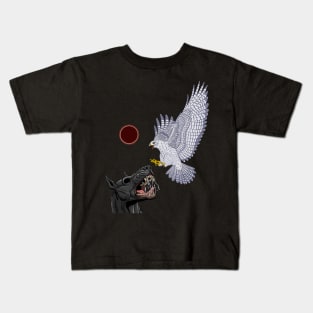 Black dog Vs White hawk Kids T-Shirt